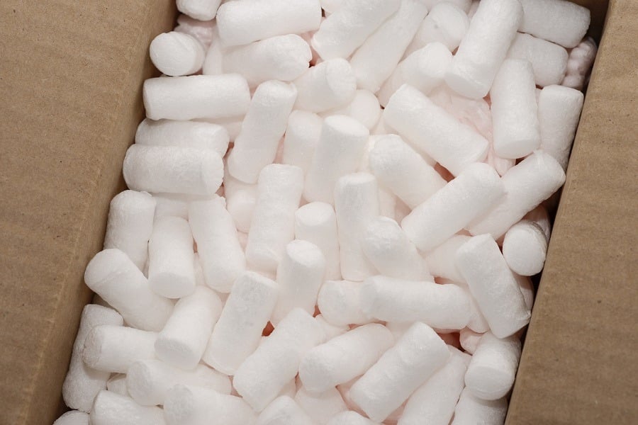 white packing foam