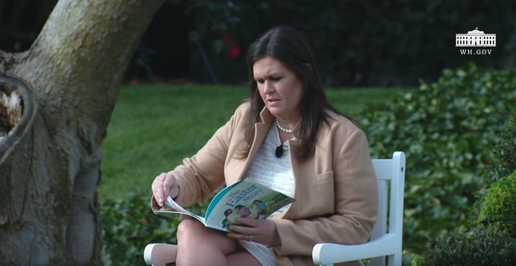 Sarah Huckabee Sanders reading a book on Easter Sarah Huckabee Sanders reading a book on Easter