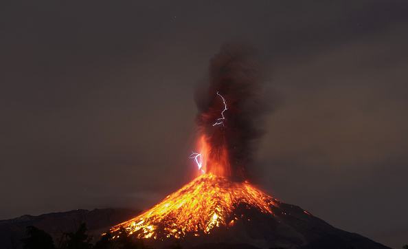 View from the Comala community, Colima State, Mexico, on January 19, 2017 of the Volcano of Fire in eruption. View from the Comala community, Colima State, Mexico, on January 19, 2017 of the Volcano of Fire in eruption.