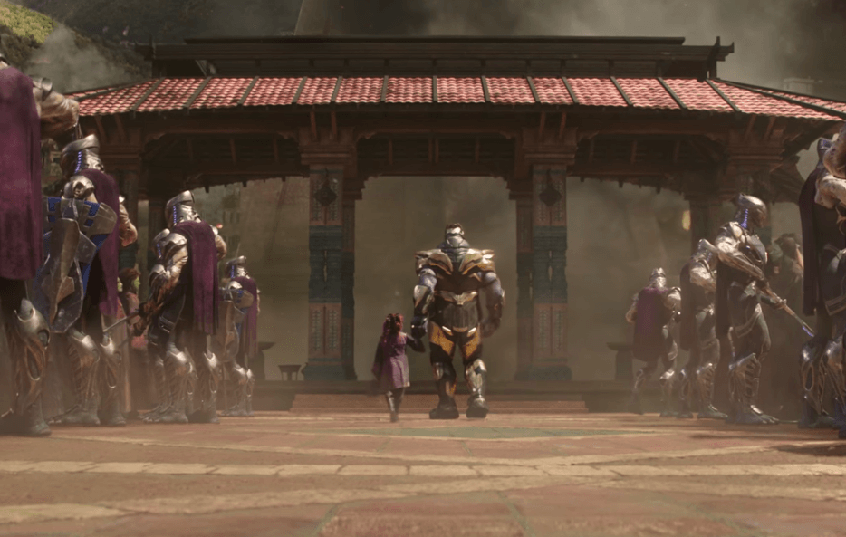 Thanos and young Gamora in Avengers: Infinity War