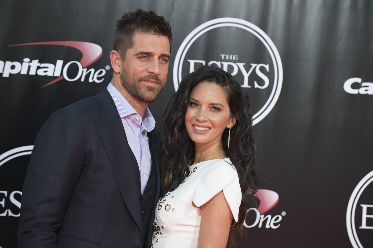 Aaron Rodgers and Olivia Munn pose on the red carpet together at the 2016 ESPYS