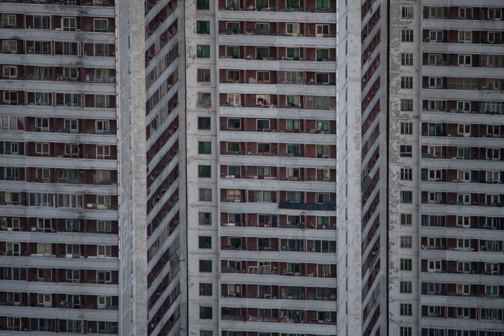 Apartment buildings in southern Pyongyang