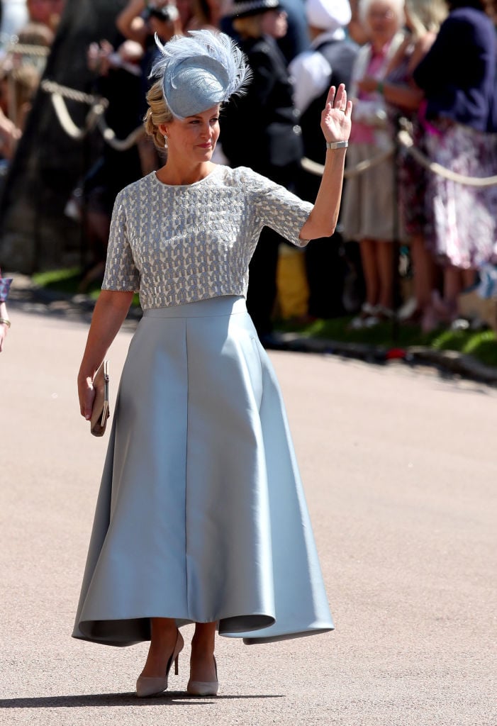Britain's Sophie, Countess of Wessex arrives for the wedding ceremony of Britain's Prince Harry