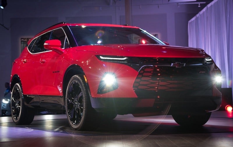 Chevrolet introduces the 2019 Blazer Thursday, June 21, 2018 during a special event in Atlanta, Georgia. Slotting between the Equinox and Traverse, the 2019 Blazer features five-passenger seating, standard 2.5L I-4 and available 3.6L V-6 engines with a nine-speed automatic transmission, and model ranges that include sporty RS (pictured here) and up-level Premier models. The Chevrolet Blazer will arrive at U.S. dealerships in early 2019.