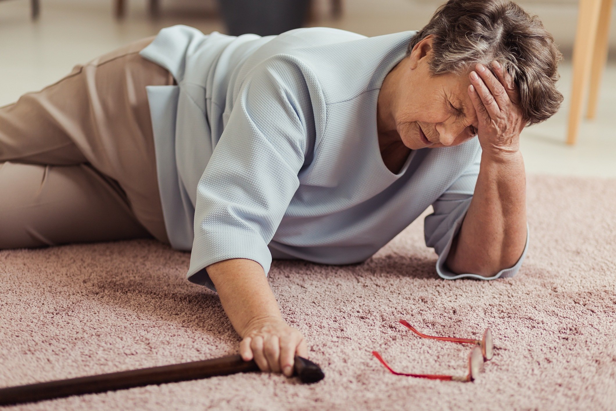 Senior woman fallen down