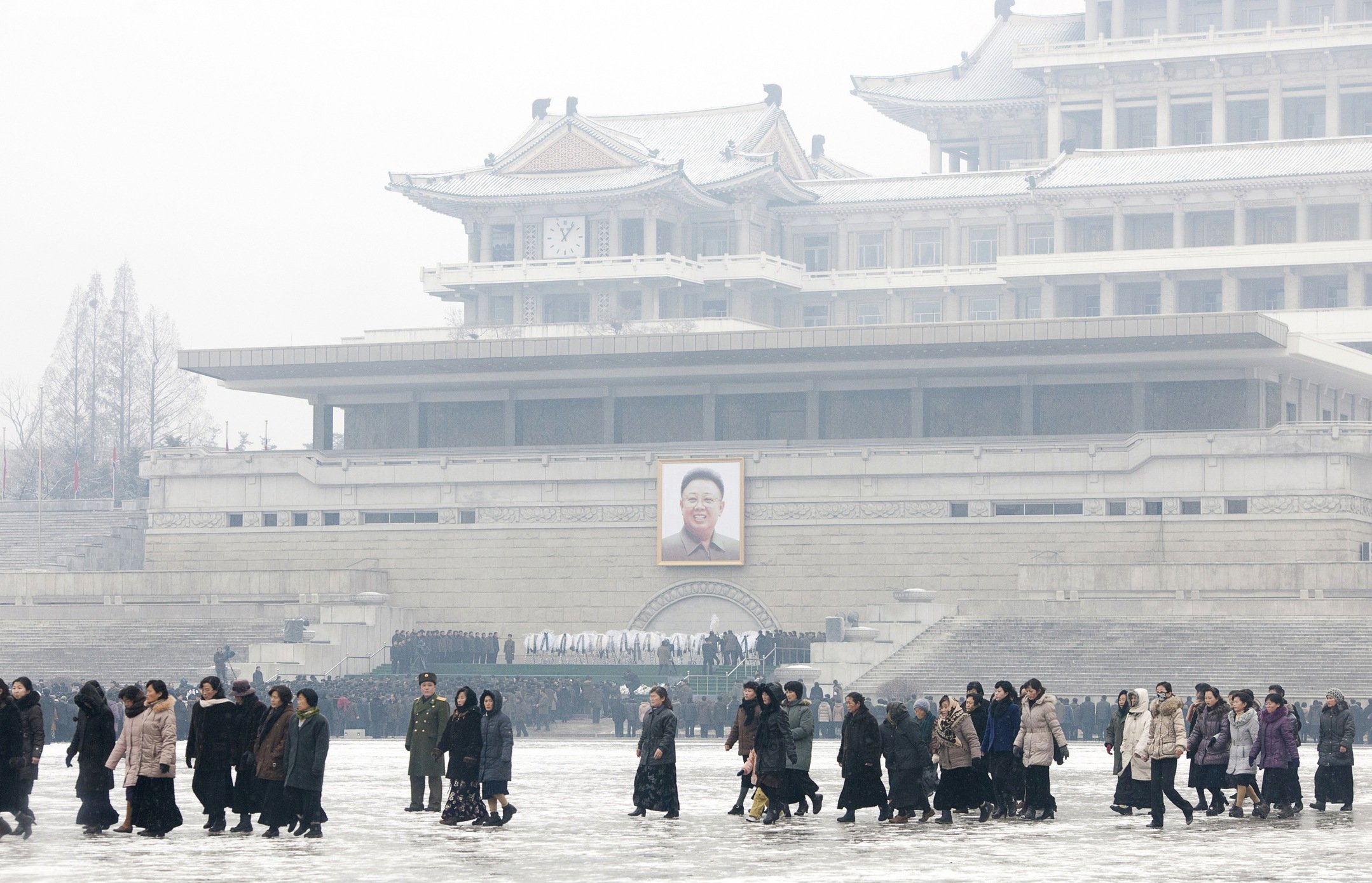 People mourning the death of Kim Jong Il