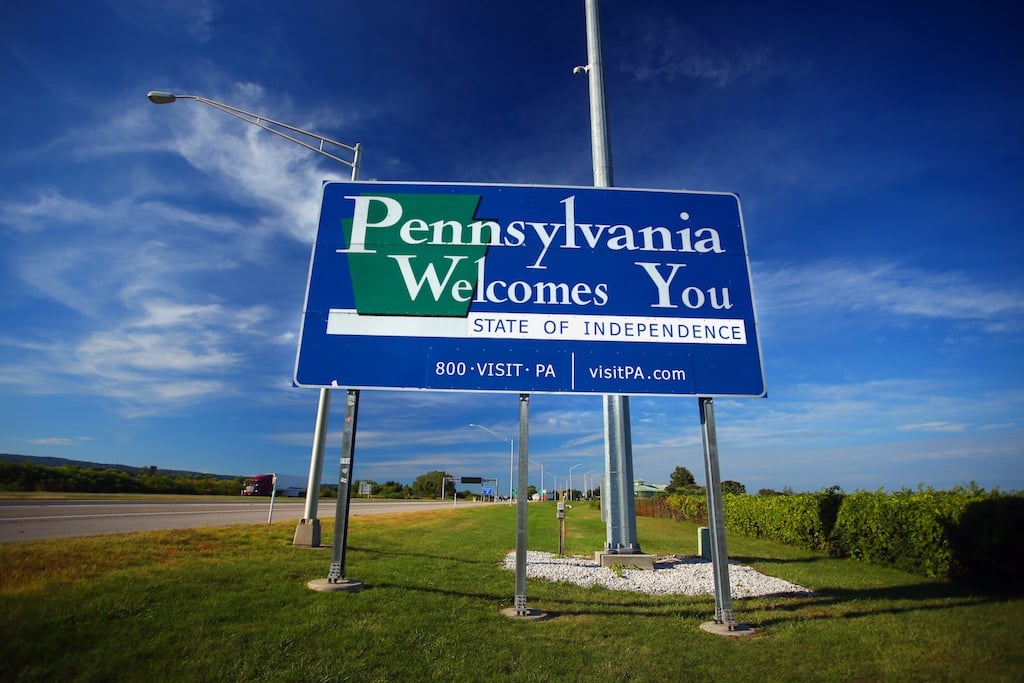 Welcome to Pennsylvania sign