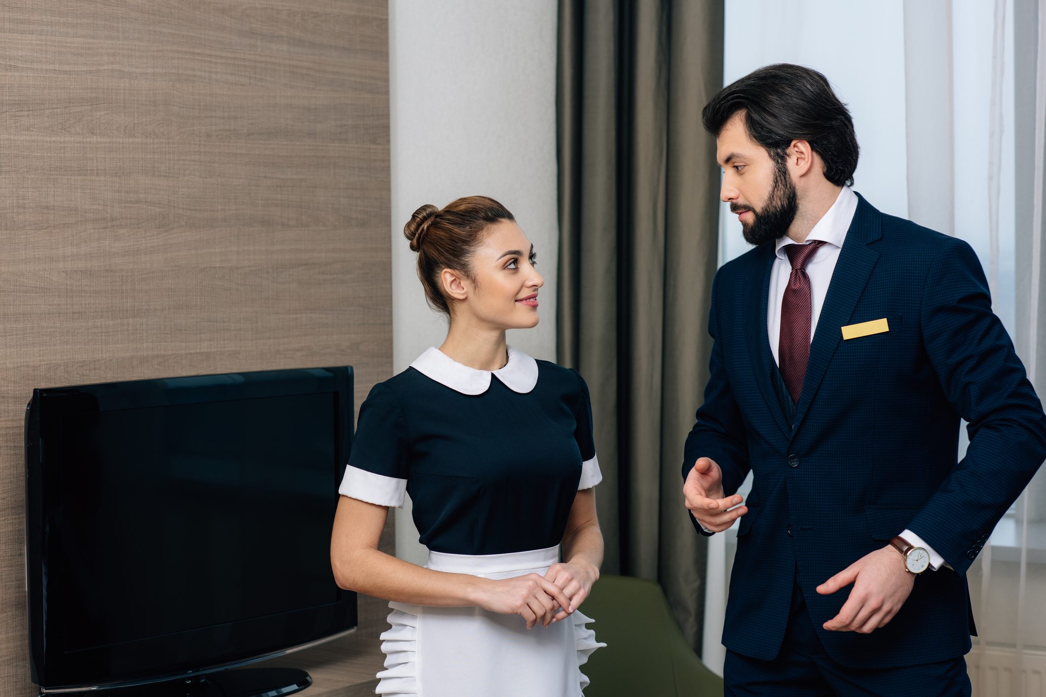 Hotel staff talking