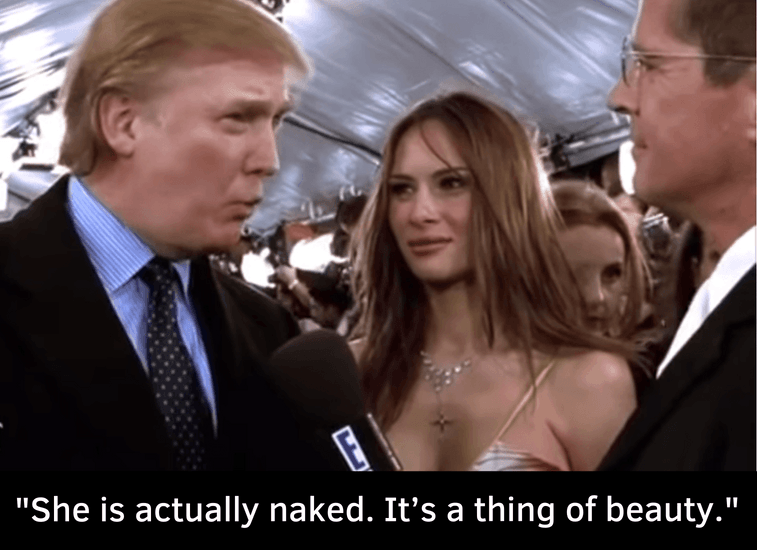 Melania watches Donald get interviewed.