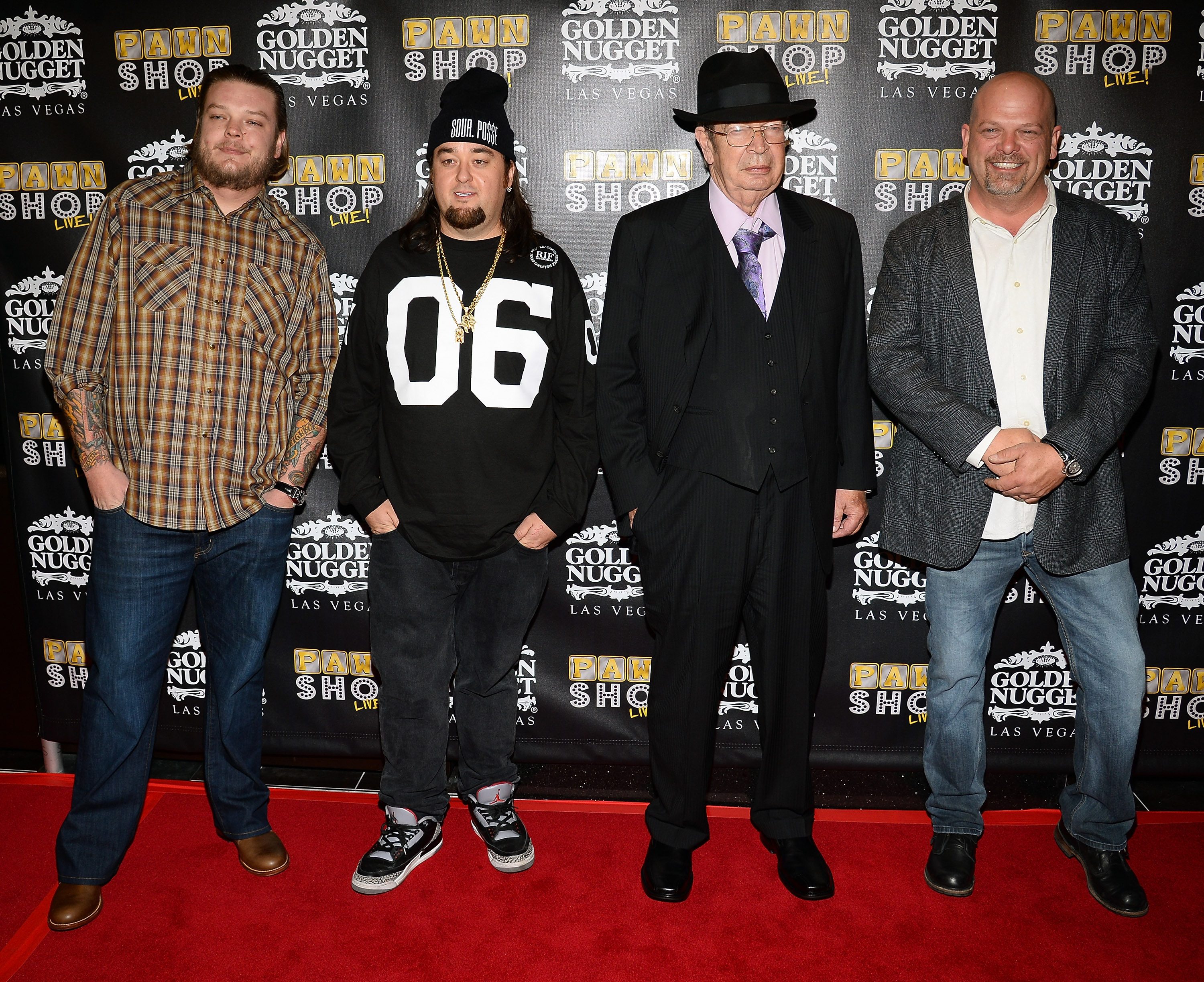 Corey "Big Hoss" Harrison, Austin "Chumlee" Russell, Richard "The Old Man" Harrison and Rick Harrison Corey "Big Hoss" Harrison, Austin "Chumlee" Russell, Richard "The Old Man" Harrison and Rick Harrison
