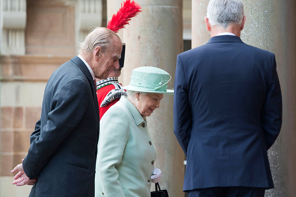 Queen Elizabeth II and Prince Philip, Duke of Edinburgh arrive at Hillsborough Castle