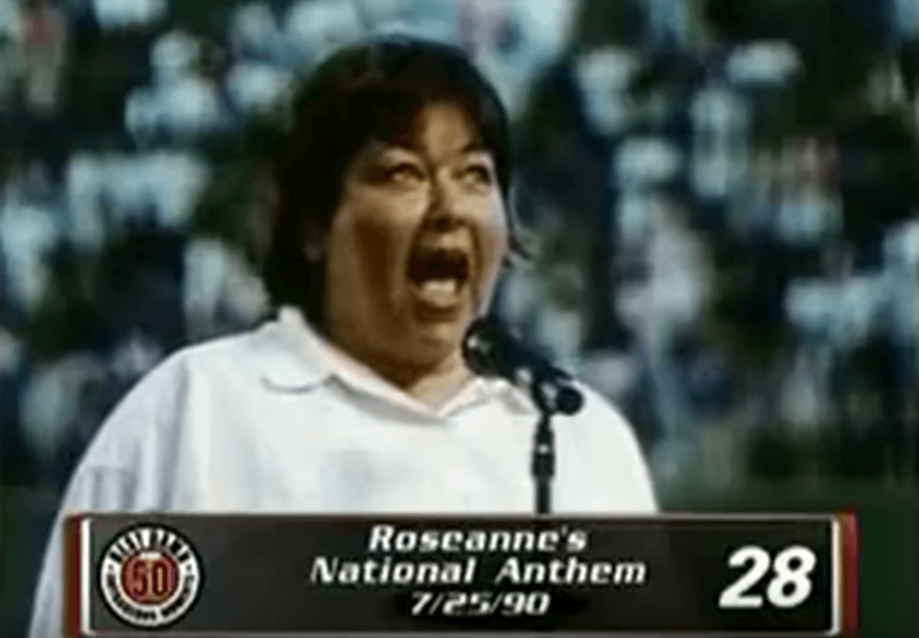 Roseanne Barr singing the national anthem