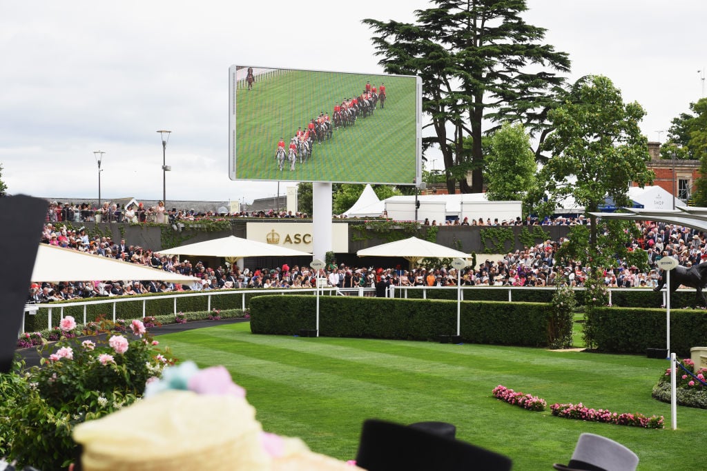 A general view of the parade ring as The Royal carriage arrives