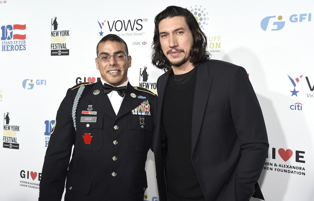 Staff Sergeant, US Army Michael Kacer and Actor Adam Driver at the 10th Annual Stand Up for Heroes event