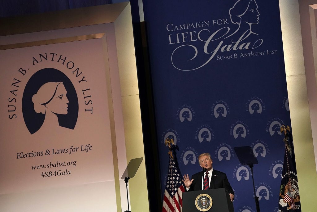 Trump speaks during the Susan B. Anthony List's 11th annual Campaign for Life Gala