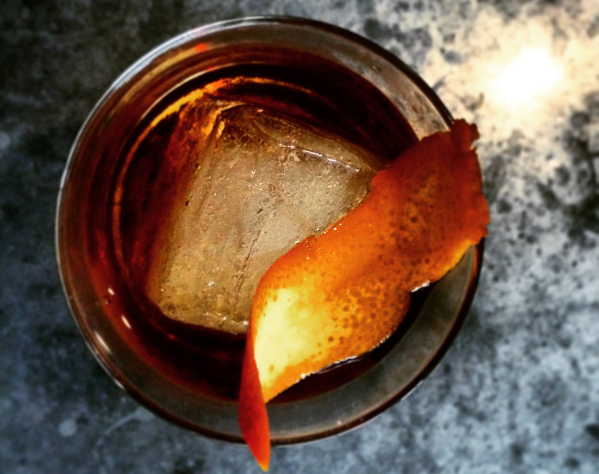Whiskey Cocktail with Orange Peel