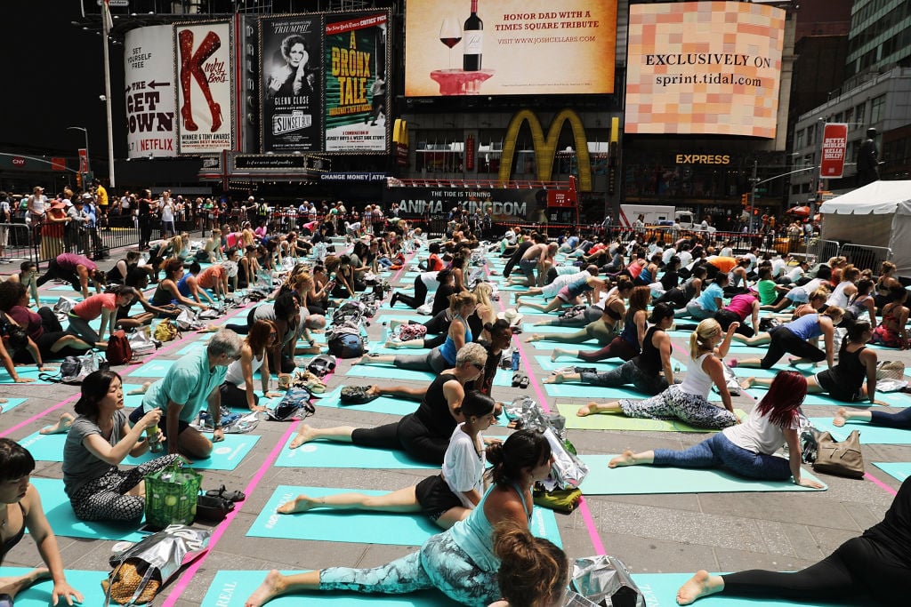 Yoga in times square nyc to celebrate the solstice
