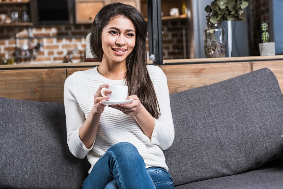 Woman drinking coffee