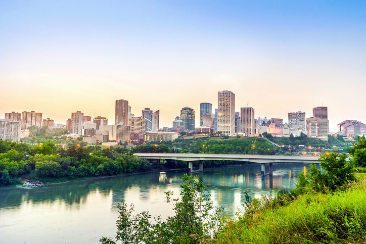 Edmonton downtown after sunset, alberta, Canada