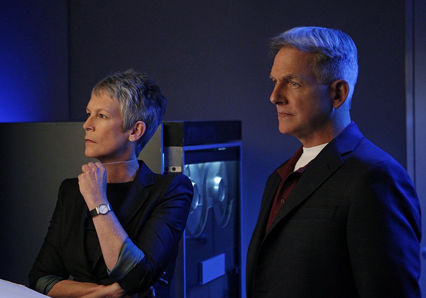 Jamie Lee Curtis and Mark Harmon on NCIS.