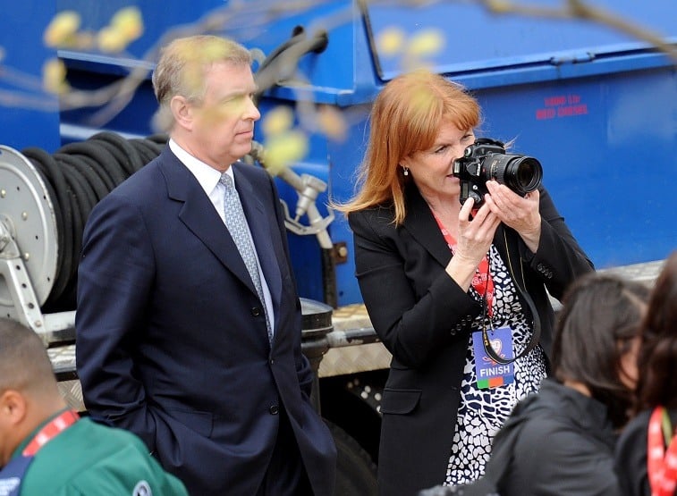 Prince Andrew and Sarah Ferguson attend the Virgin London Marathon on April 25, 2010 in London, England. on April 25, 2010 in London, England.