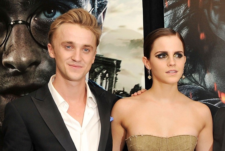 Tom Felton and Emma Watson attend the New York premiere of "Harry Potter And The Deathly Hallows: Part 2" at Avery Fisher Hall, Lincoln Center on July 11, 2011 in New York City. 