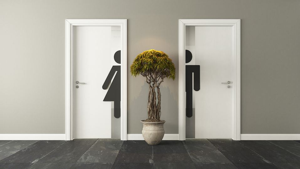 White men's and women's restroom doors White men's and women's restroom doors