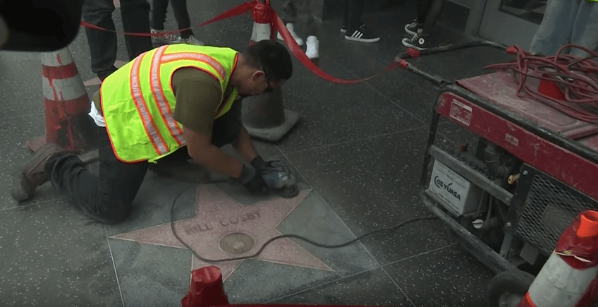Bill Cosby's vandalized star on the Hollywood Walk of Fame Bill Cosby's vandalized star on the Hollywood Walk of Fame