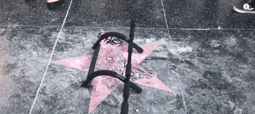 Donald Trump's star was destroyed on the Hollywood Walk of Fame Donald Trump's star was destroyed on the Hollywood Walk of Fame