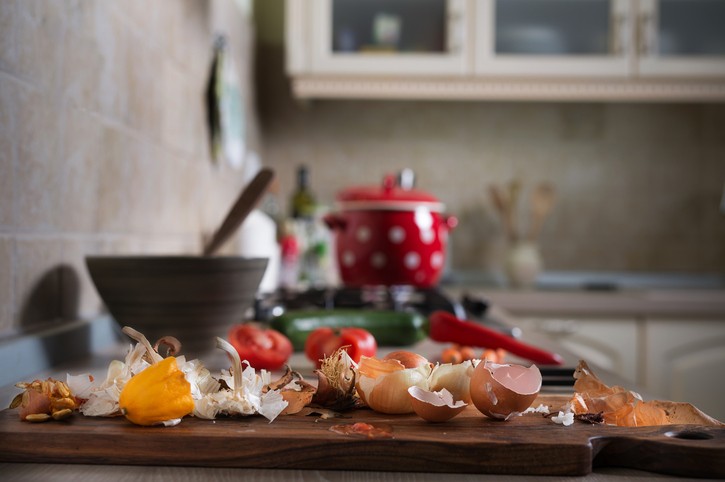 Kitchen scraps on counter