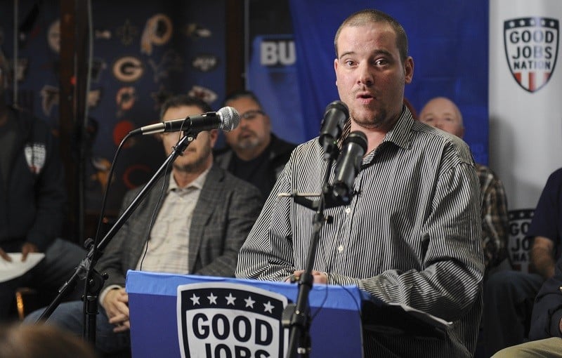 Duane Oreskovic address a news conference on January 10, 2018. It was the day before he was to be laid off from his job at a Carrier factory in Indianapolis, Indiana. A US heating and air conditioning company laid off more than 200 factory workers on January 11, 2018. The layoffs came despite a deal with Donald Trump intended to keep the plant from moving to Mexico. US President Trump had hailed the late 2016 deal which he made shortly before taking office with the Carrier factory in the US state of Indiana as keeping his campaign promise to save US manufacturing jobs.