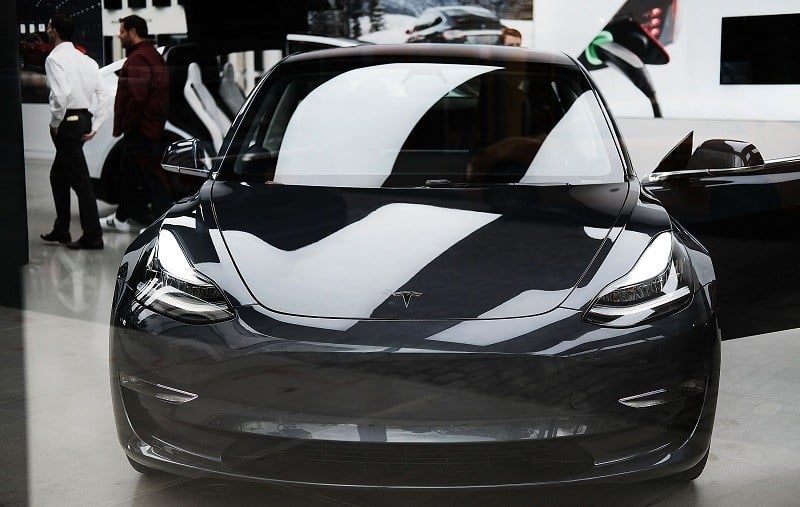 View of Tesla Model 3 in Chelsea, NYC show room