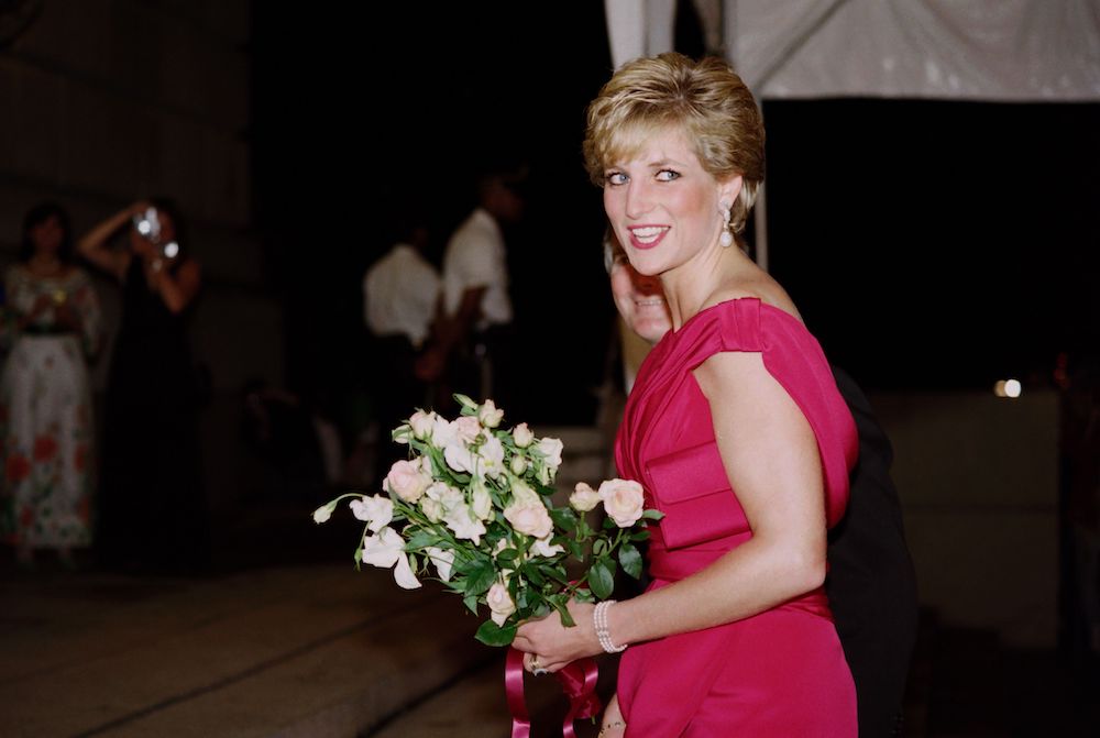 Princess Diana arrives for a charity gala at the Departmental Auditorium in Washington.
