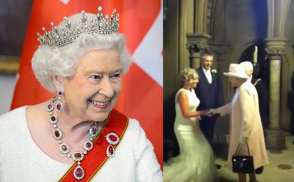 The newlyweds meet Queen Elizabeth.