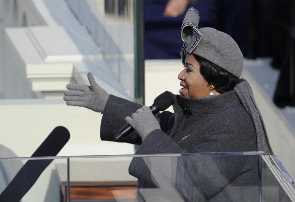 US singer Aretha Franklin performs during the inauguration of President Barack Obama at the Capitol in Washington on January 20, 2009