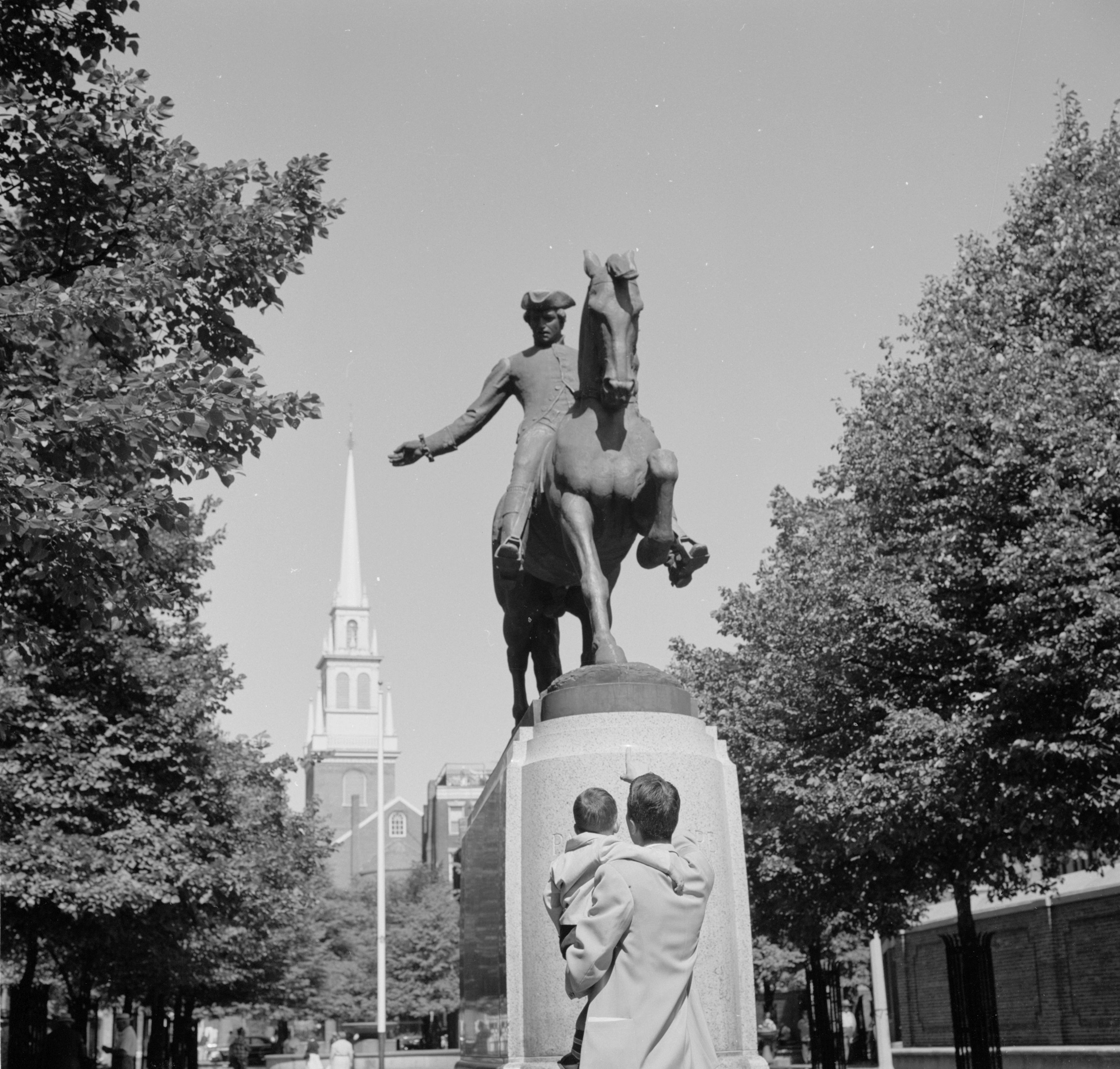 Revere Monument and Old North Church, Boston