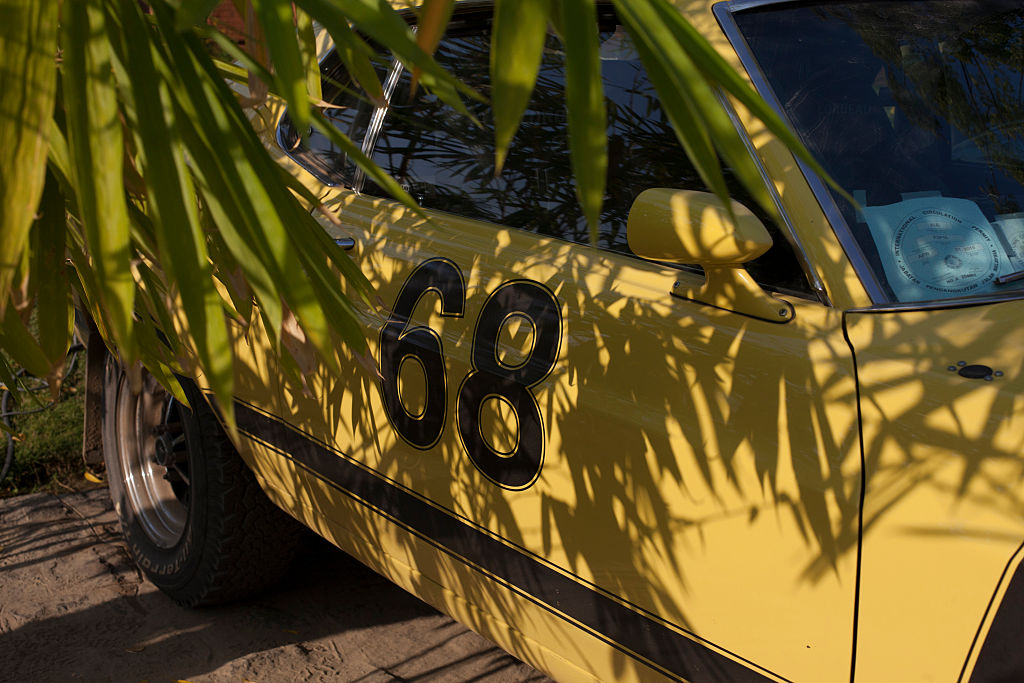 A 1970 Mustang competing in the 2015 Singapore to Myanmar endurance race.