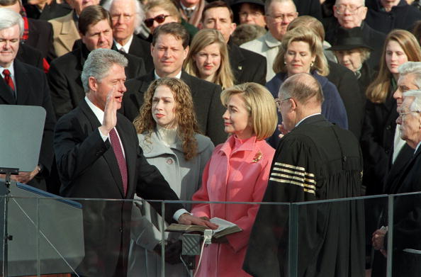 Bill Clinton is sworn in for a second term