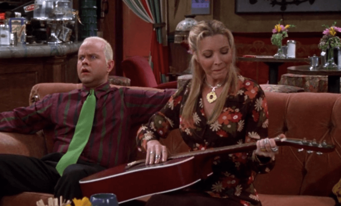 Gunther (James Michael Tyler) and Phoebe (Lisa Kudrow) on Friends