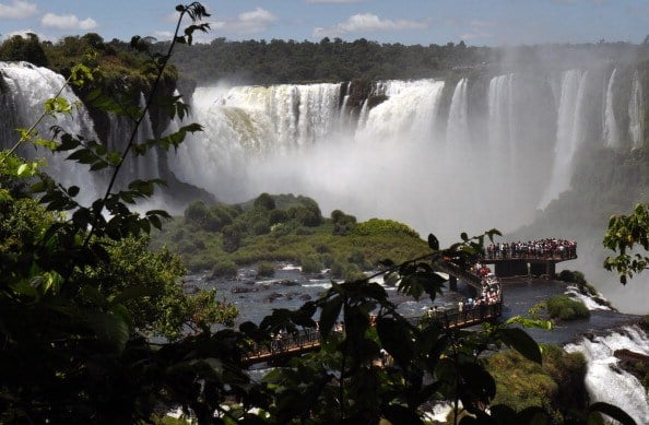 Tourists enjoy the Iguazu Falls