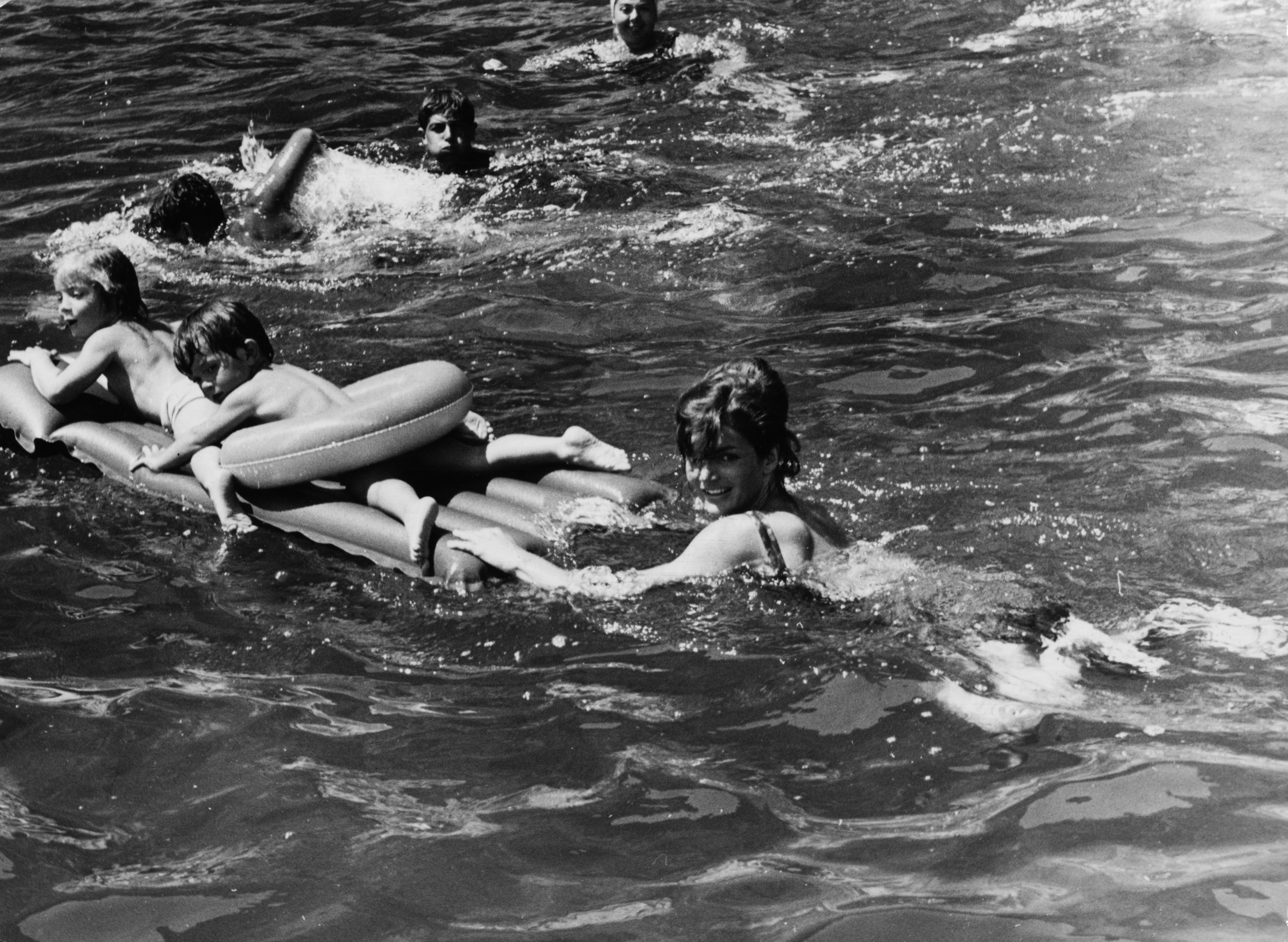 Jackie Kennedy and her daughter Caroline on holiday in Italy at the home of her sister Princess Lee Radziwill