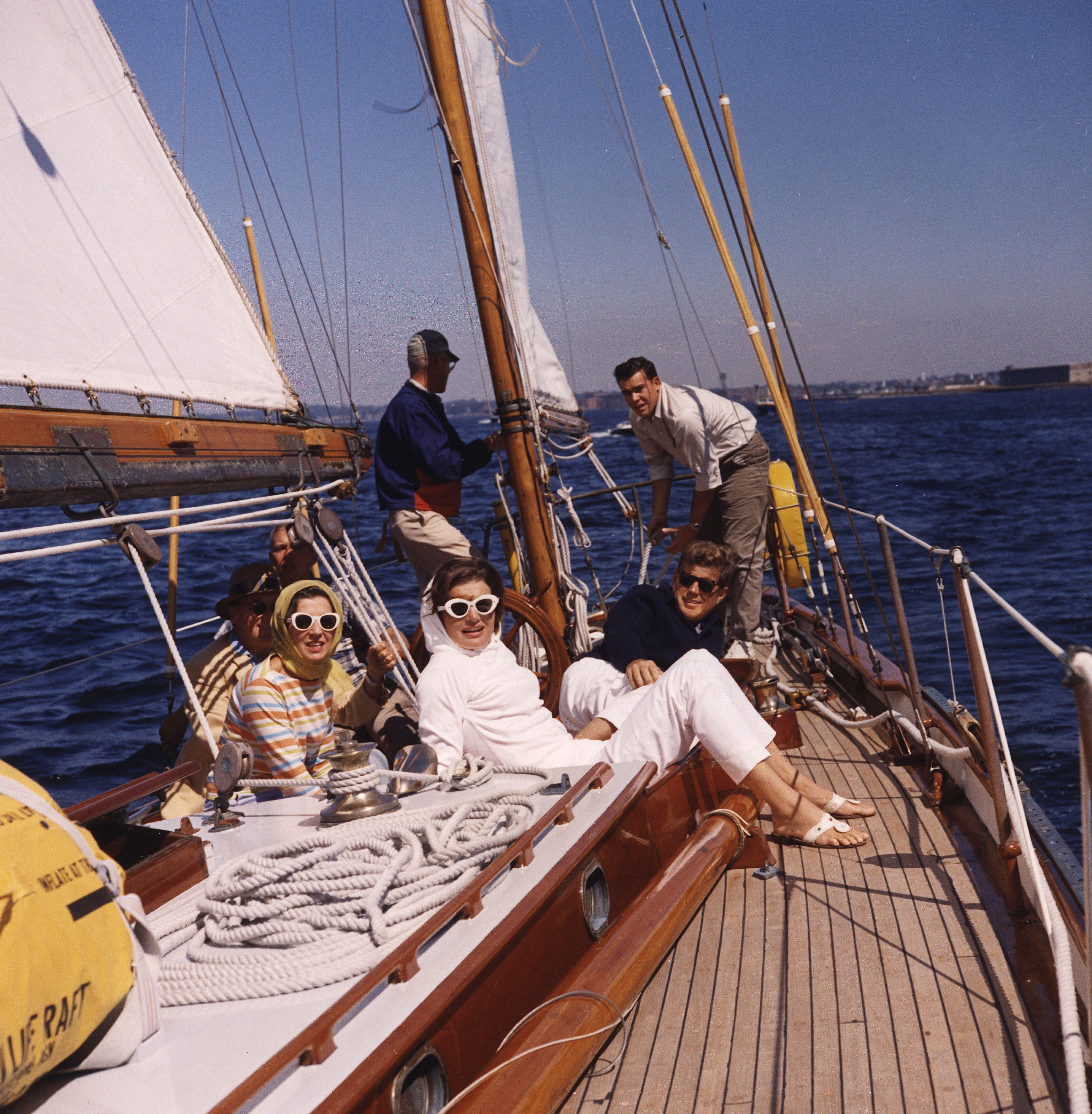 John F. Kennedy and Jaqueline Kennedy attend the first America's Cup race