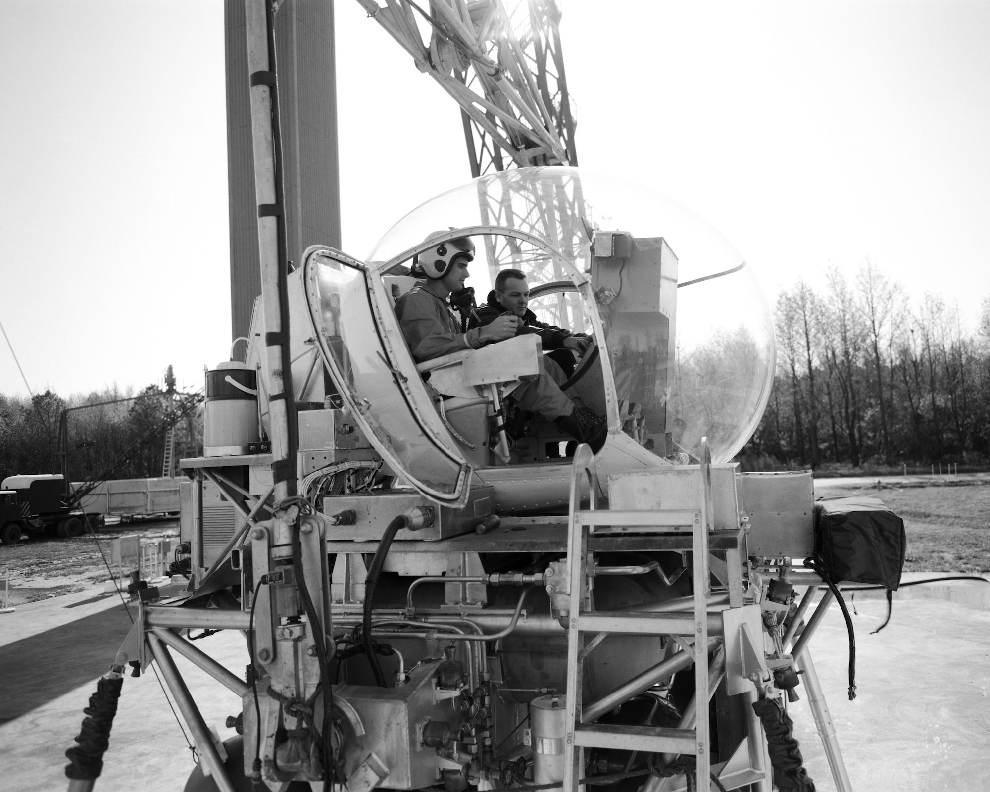 Maxwell W. Goode explains the Lunar Landing Simulator