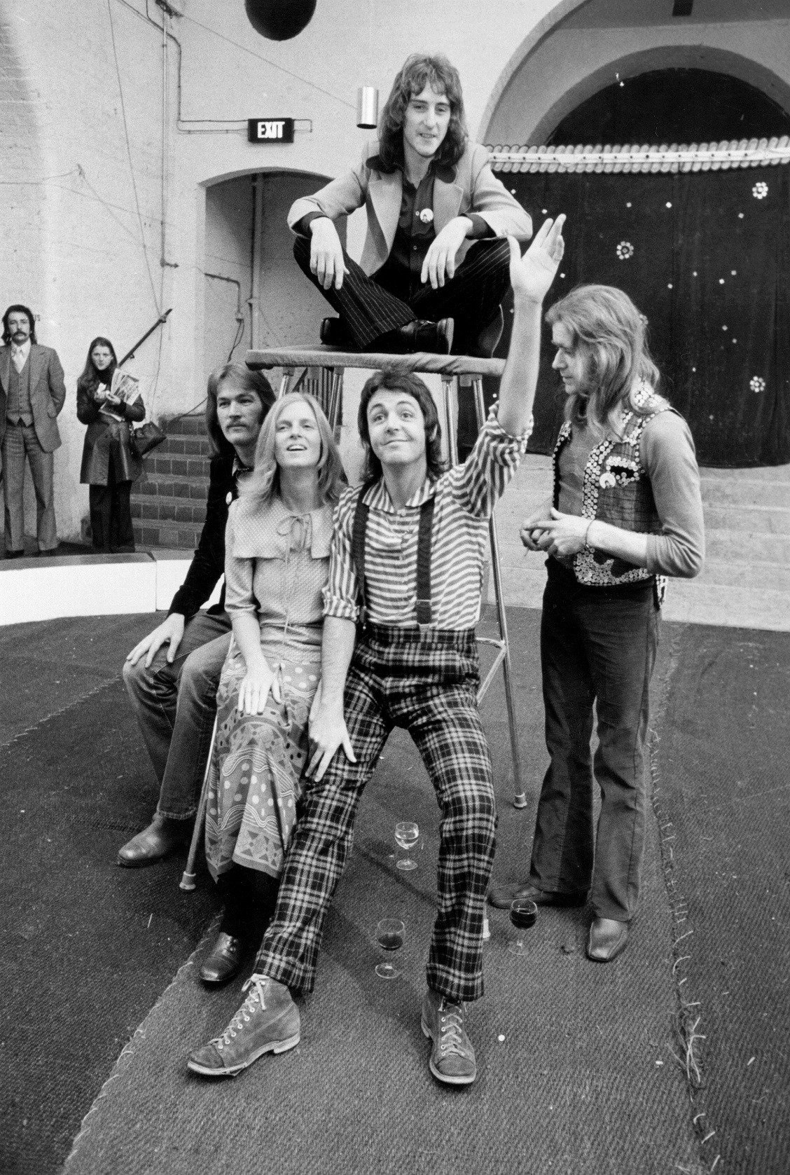 Paul McCartney with his wife Linda and their pop group Wings.