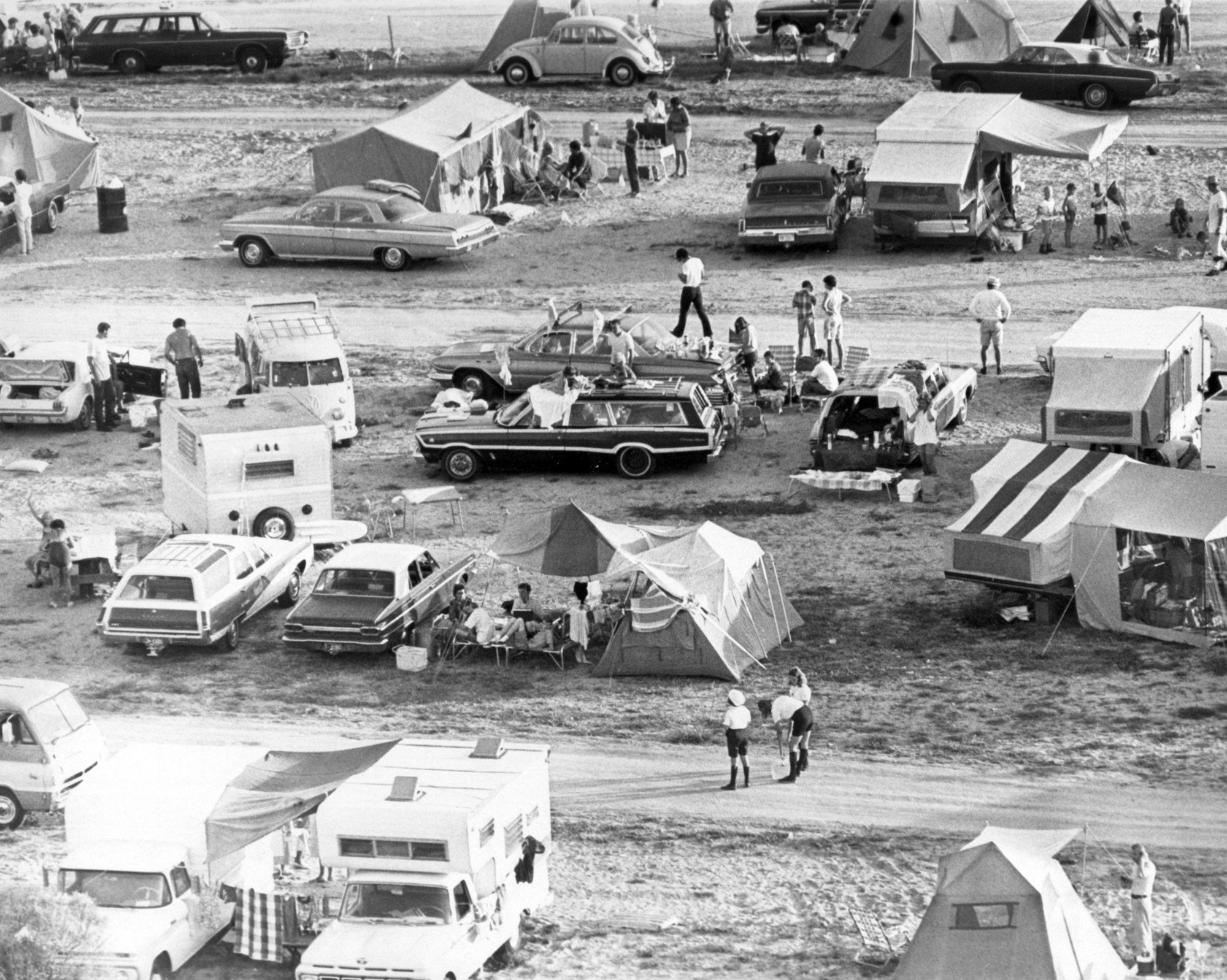 People gathered near the NASA Kennedy Space Center for the Apollo 11 launch