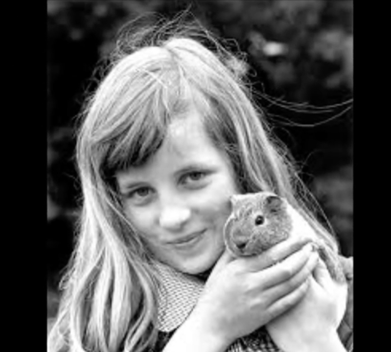 Princess Diana with a childhood pet