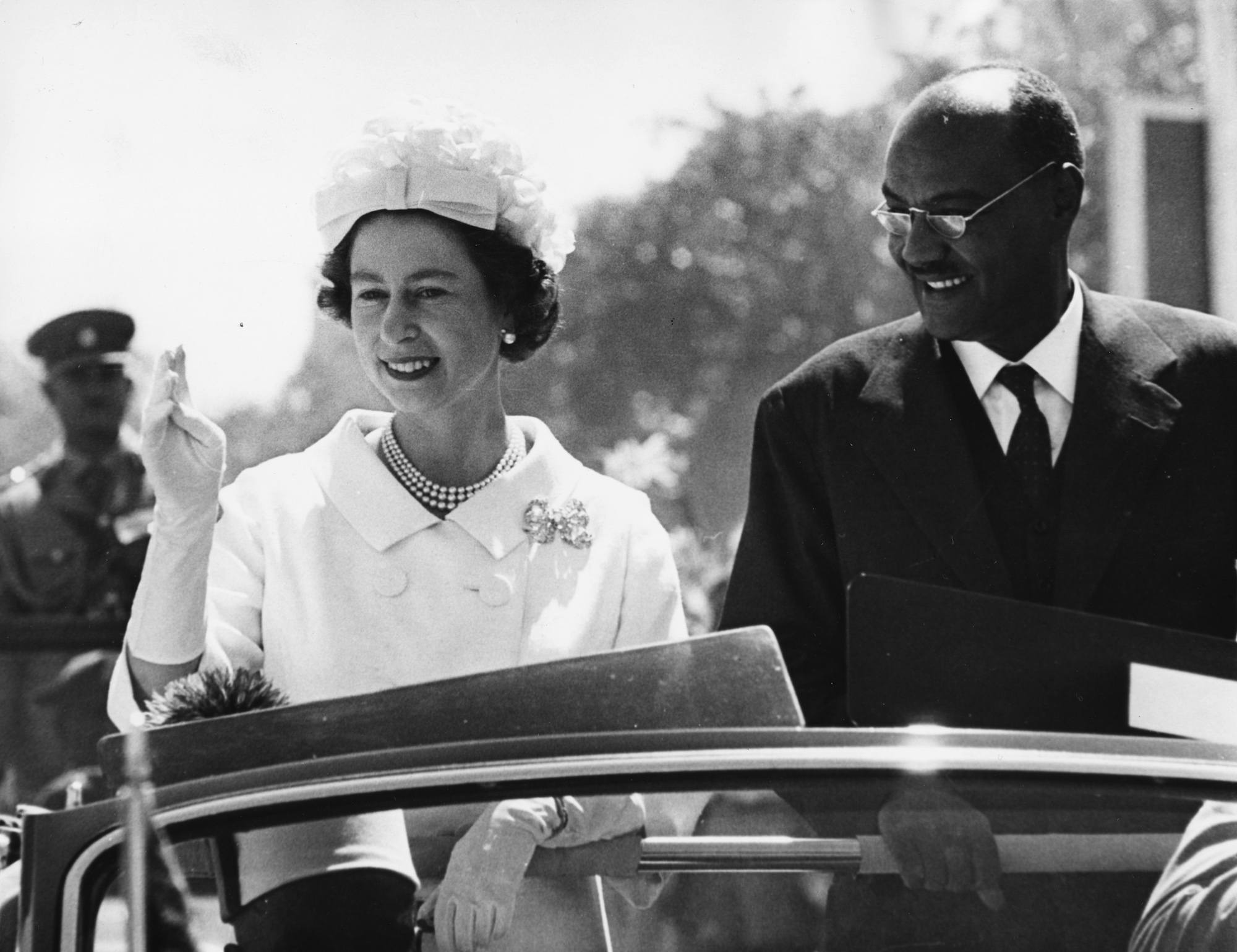 Queen Elizabeth II and President El Tigani El-Mahi on a royal visit to Sudan
