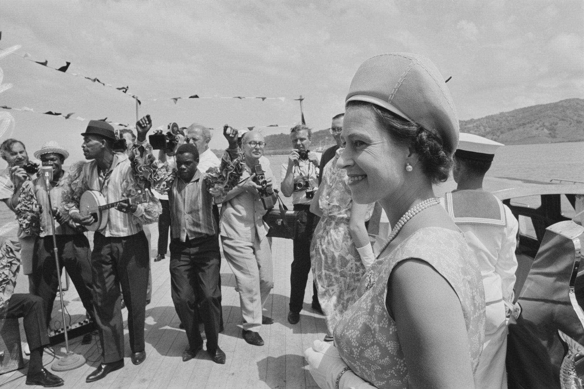 Queen Elizabeth II during a Commonwealth visit to the Caribbean