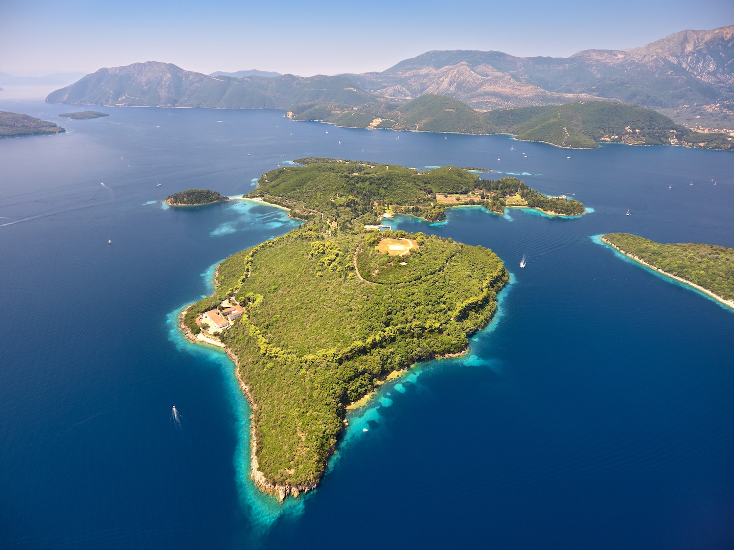 Skorpios island near Lefkada island on Ionian sea in Greece