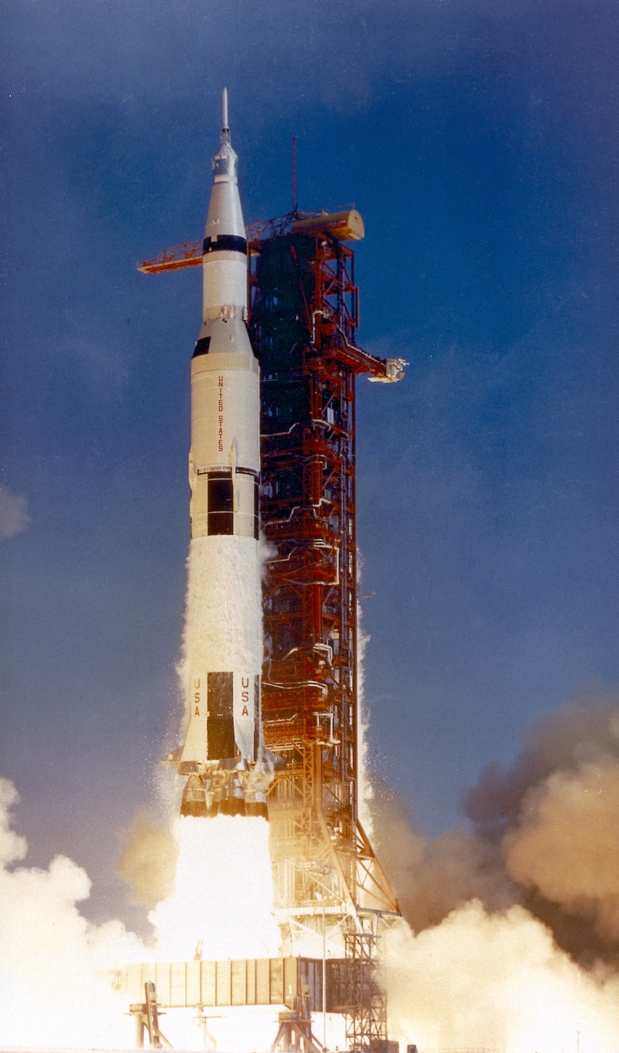 The Apollo 11 lifts off for the first moon landing